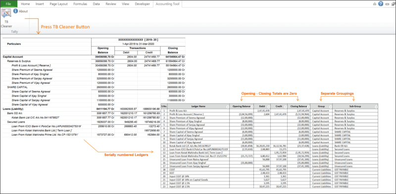 Tally Trial Balance Cleaner