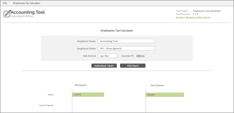 Employees tax calculator dashboard